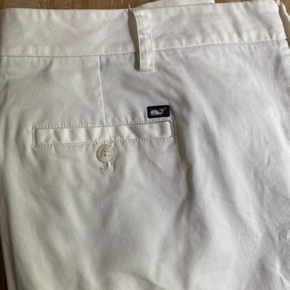 Vineyard Vines White/Cream Ankle Pants with Pink Stripe Waistband